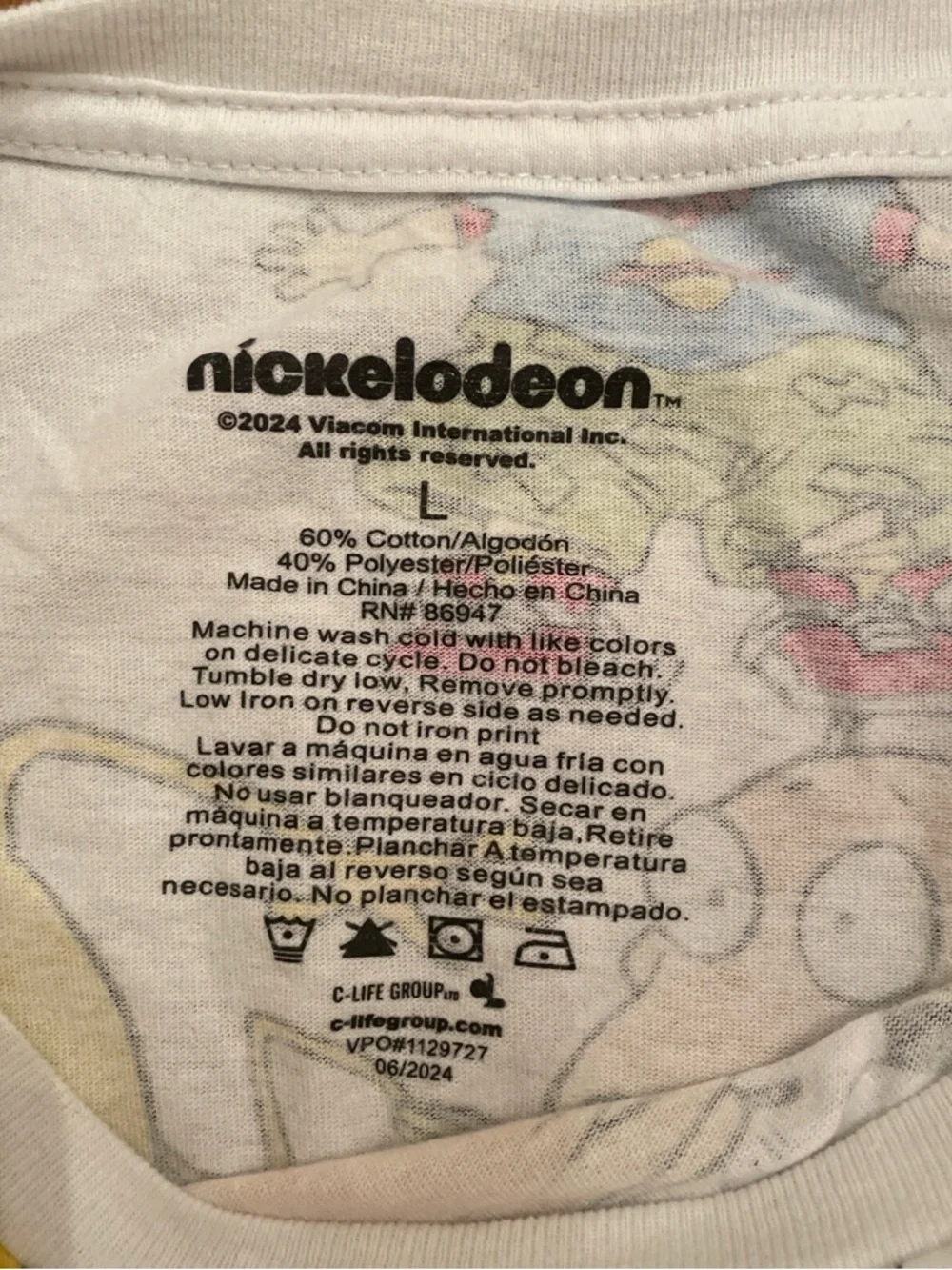 Nickelodeon 90s Nick Toons Graphic Tee - White with Multicolor Print - Picture 3 of 3